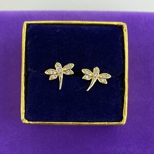 💛 Gold Plated Dragonfly Stud Earrings | Minimalist Nature | Delicate Sparkle